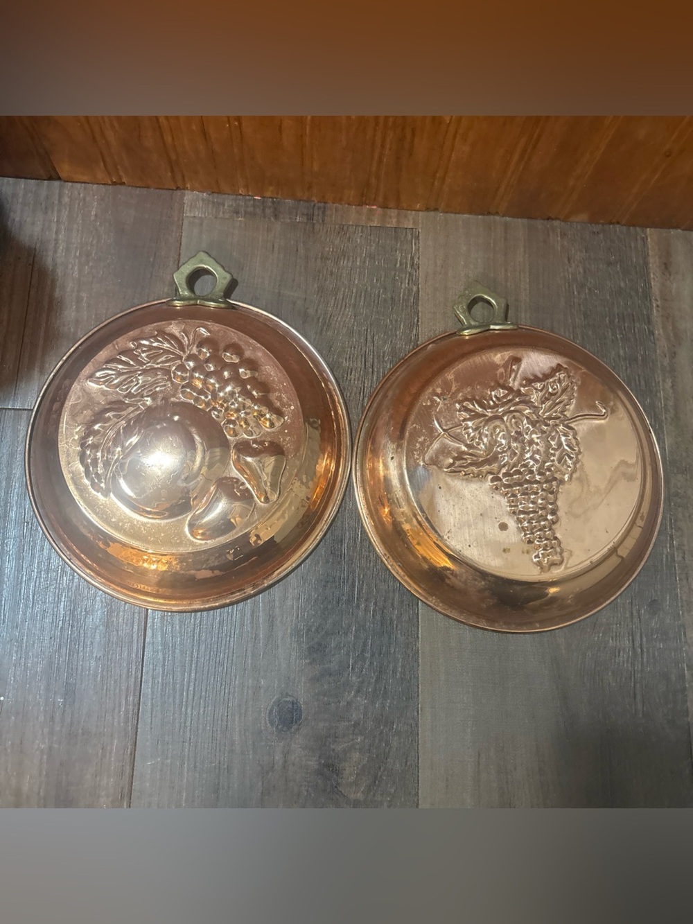 Vintage Copper Hanging Fruit Molds - Set of 2